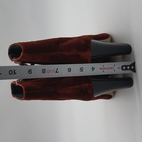 702- ZARA Burgundy Velvet Ankle Boots | Chunky Heel | Size 5.5NWT - Picture 6 of 9